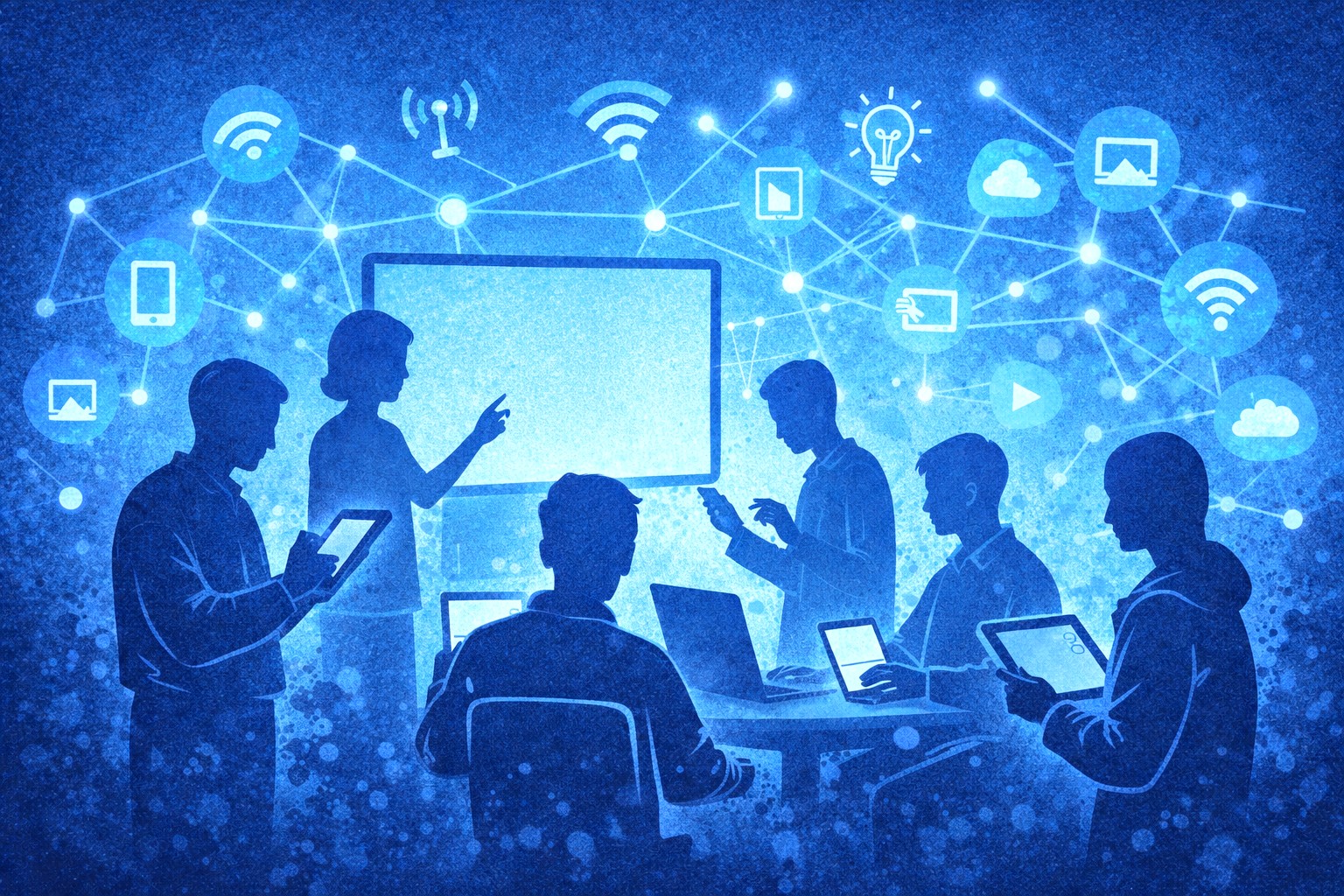 Symbolbild Lehrkräfte sind vernetzt in einer digitalen Umgebung